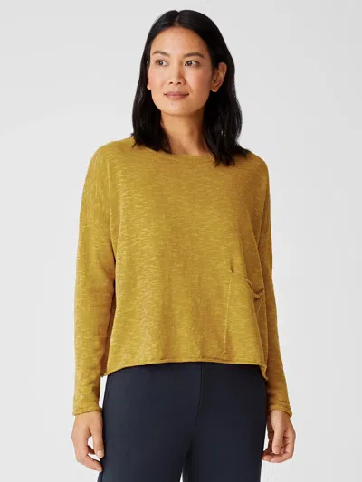 Eileen Fisher Organic Cotton Linen Slub Box-top In Yellow