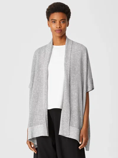Eileen Fisher Organic Cotton Linen Slub Cardigan In Gray
