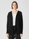 Eileen Fisher Organic Cotton Linen Slub Hooded Cardigan In Black