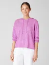 Eileen Fisher Organic Cotton Linen Slub Hooded Top In Pink
