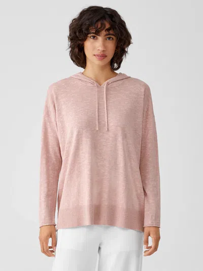 Eileen Fisher Organic Cotton Linen Slub Hooded Top In Pink