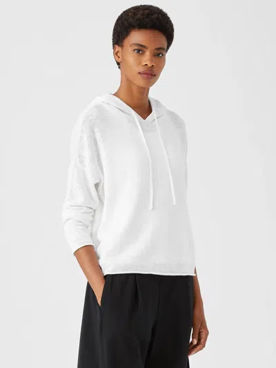 Eileen Fisher Organic Cotton Linen Slub Hooded Top In White
