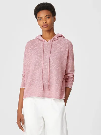 Eileen Fisher Organic Cotton Linen Slub Hooded Top In Pink