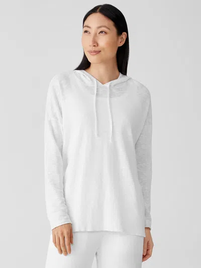Eileen Fisher Organic Cotton Linen Slub Hooded Top In White