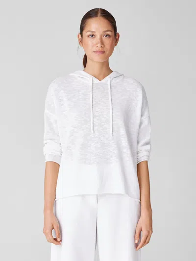 Eileen Fisher Organic Cotton Linen Slub Hooded Top In White