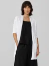 Eileen Fisher Organic Cotton Linen Slub Long Cardigan In White