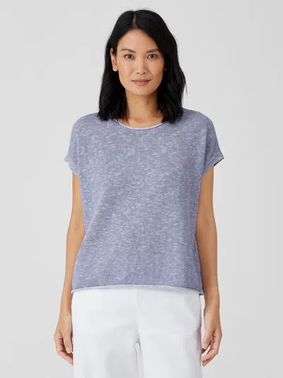 Eileen Fisher Organic Cotton Linen Slub Square Top In Gray