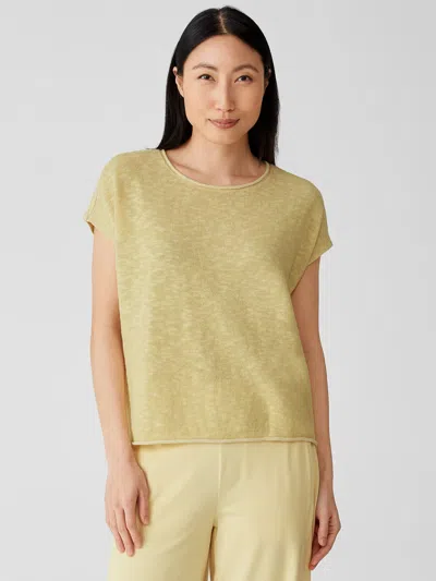 Eileen Fisher Organic Cotton Linen Slub Square Top In Yellow