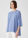 Eileen Fisher Organic Cotton Linen Slub Top In Blue