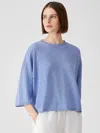 Eileen Fisher Organic Cotton Linen Slub Top In Blue