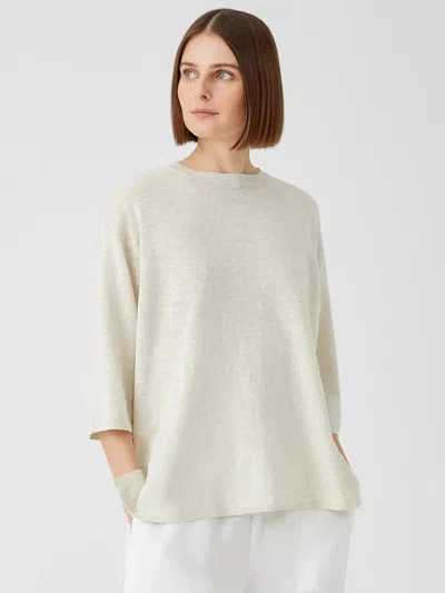 Eileen Fisher Organic Cotton Linen Slub Top In Brown