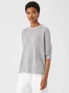Eileen Fisher Organic Cotton Linen Slub Top In Gray