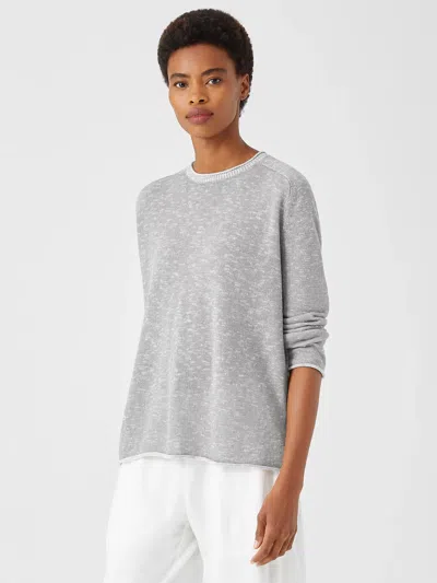 Eileen Fisher Organic Cotton Linen Slub Top In Gray