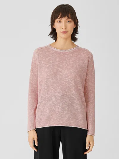 Eileen Fisher Organic Cotton Linen Slub Top In Pink