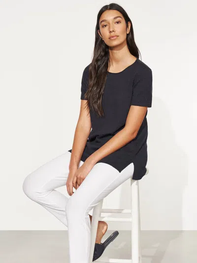 Eileen Fisher Organic Cotton Linen Slub Tunic In Black