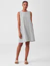 Eileen Fisher Organic Cotton Linen Ticking Stripe Dress In White