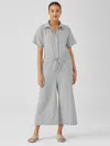 Eileen Fisher Organic Cotton Linen Ticking Stripe Jumpsuit In Multi
