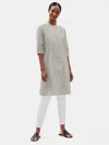 Eileen Fisher Organic Cotton Linen Ticking Stripe Long Shirt In Gray