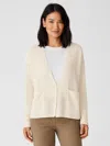 Eileen Fisher Organic Cotton Linen V-neck Cardigan In Neutral