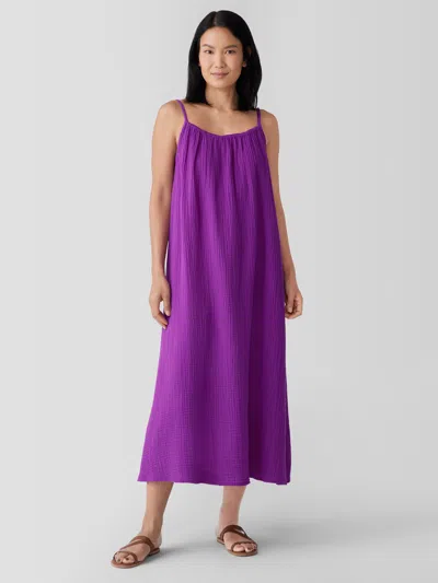 Eileen Fisher Organic Cotton Lofty Gauze Cami Dress In Blue