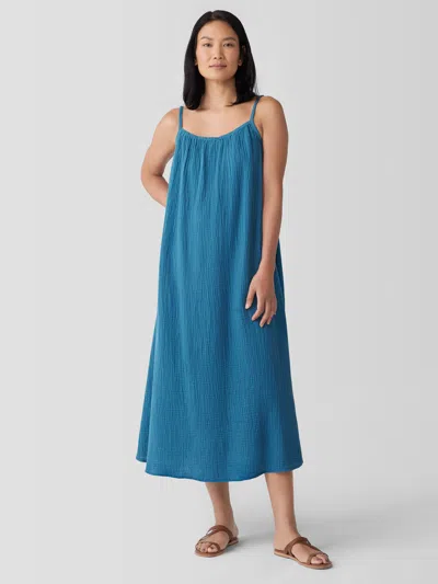 Eileen Fisher Organic Cotton Lofty Gauze Cami Dress In Blue