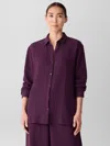 Eileen Fisher Organic Cotton Lofty Gauze Classic Collar Shirt In Purple
