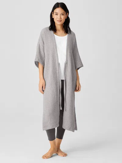 Eileen Fisher Organic Cotton Lofty Gauze Robe In Gray