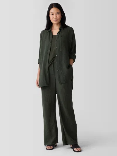 Eileen Fisher Organic Cotton Lofty Gauze Straight Pant In Green