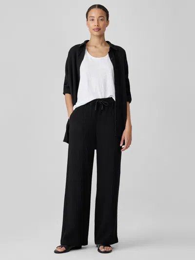 Eileen Fisher Organic Cotton Lofty Gauze Straight Pant In Black