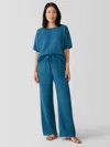 Eileen Fisher Organic Cotton Lofty Gauze Straight Pant In Blue