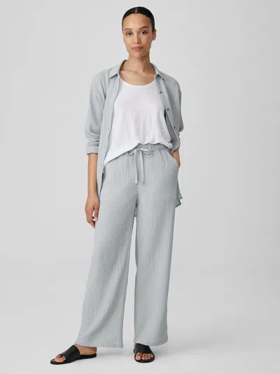 Eileen Fisher Organic Cotton Lofty Gauze Straight Pant In Gray