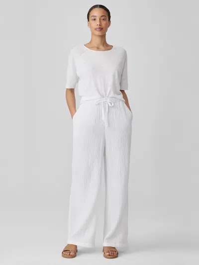 Eileen Fisher Organic Cotton Lofty Gauze Straight Pant In White