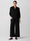 Eileen Fisher Organic Cotton Lofty Gauze Wide-leg Pant In Black