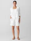Eileen Fisher Organic Cotton Lofty Gauze Walking Shorts In White
