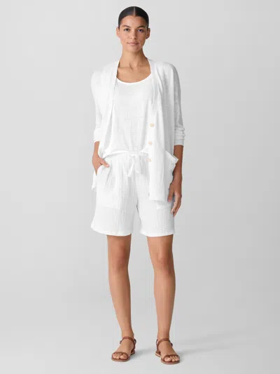 Eileen Fisher Organic Cotton Lofty Gauze Walking Shorts In White
