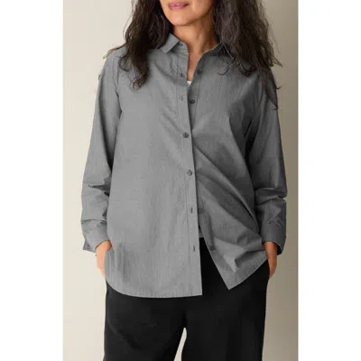 Eileen Fisher Organic Cotton Long Shirt In Gray
