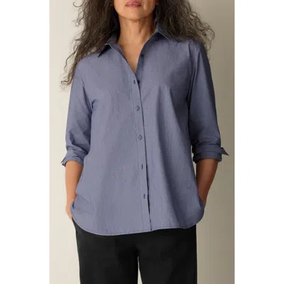 Eileen Fisher Organic Cotton Long Shirt In Blue