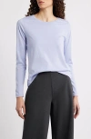 Eileen Fisher Organic Cotton Long Sleeve T-shirt In Blue