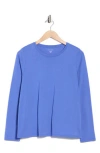 Eileen Fisher Organic Cotton Long Sleeve T-shirt In Blue