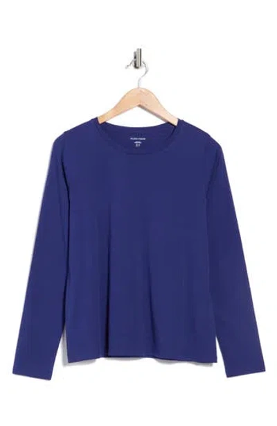 Eileen Fisher Organic Cotton Long Sleeve T-shirt In Blue