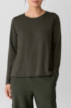 Eileen Fisher Organic Cotton Long Sleeve T-shirt In Green