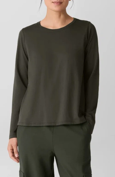Eileen Fisher Organic Cotton Long Sleeve T-shirt In Green