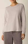 Eileen Fisher Melange Fine Organic Cotton Jersey Round Neck Tee In Neutral