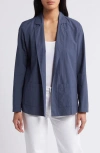 Eileen Fisher Organic Cotton Longline Blazer In Ocean