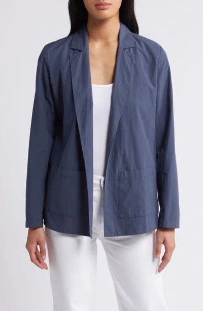 Eileen Fisher Organic Cotton Longline Blazer In Ocean