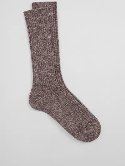 Eileen Fisher Organic Cotton Marled Slouchy Sock In Brown