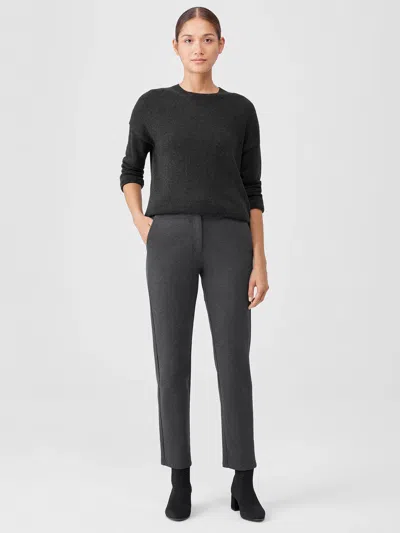 Eileen Fisher Organic Cotton Melange Crepe High-waisted Pant In Gray