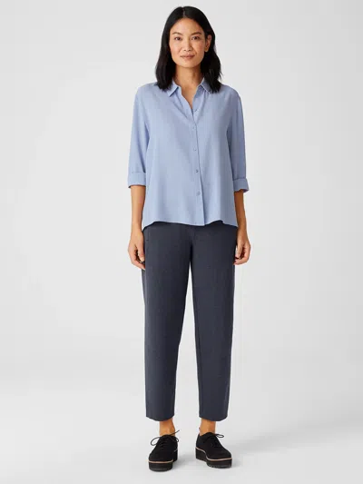 Eileen Fisher Organic Cotton Melange Crepe Lantern Pant In Blue