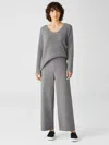 Eileen Fisher Organic Cotton Melange Crepe Wide-leg Pant In Gray