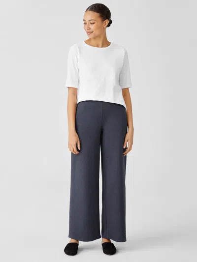 Eileen Fisher Organic Cotton Melange Crepe Wide-leg Pant In Blue